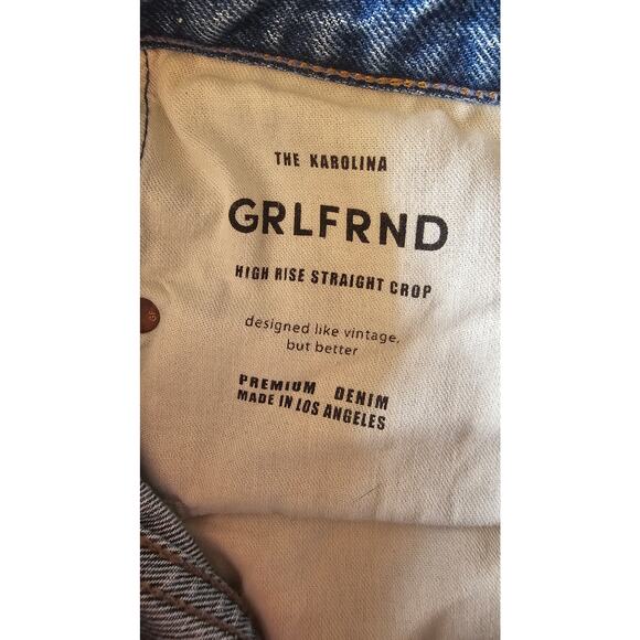 GRLFRND JEANS  The Karolina High Rise Distressed Straight Crop Denim Jeans Sz 28 - Picture 5 of 11